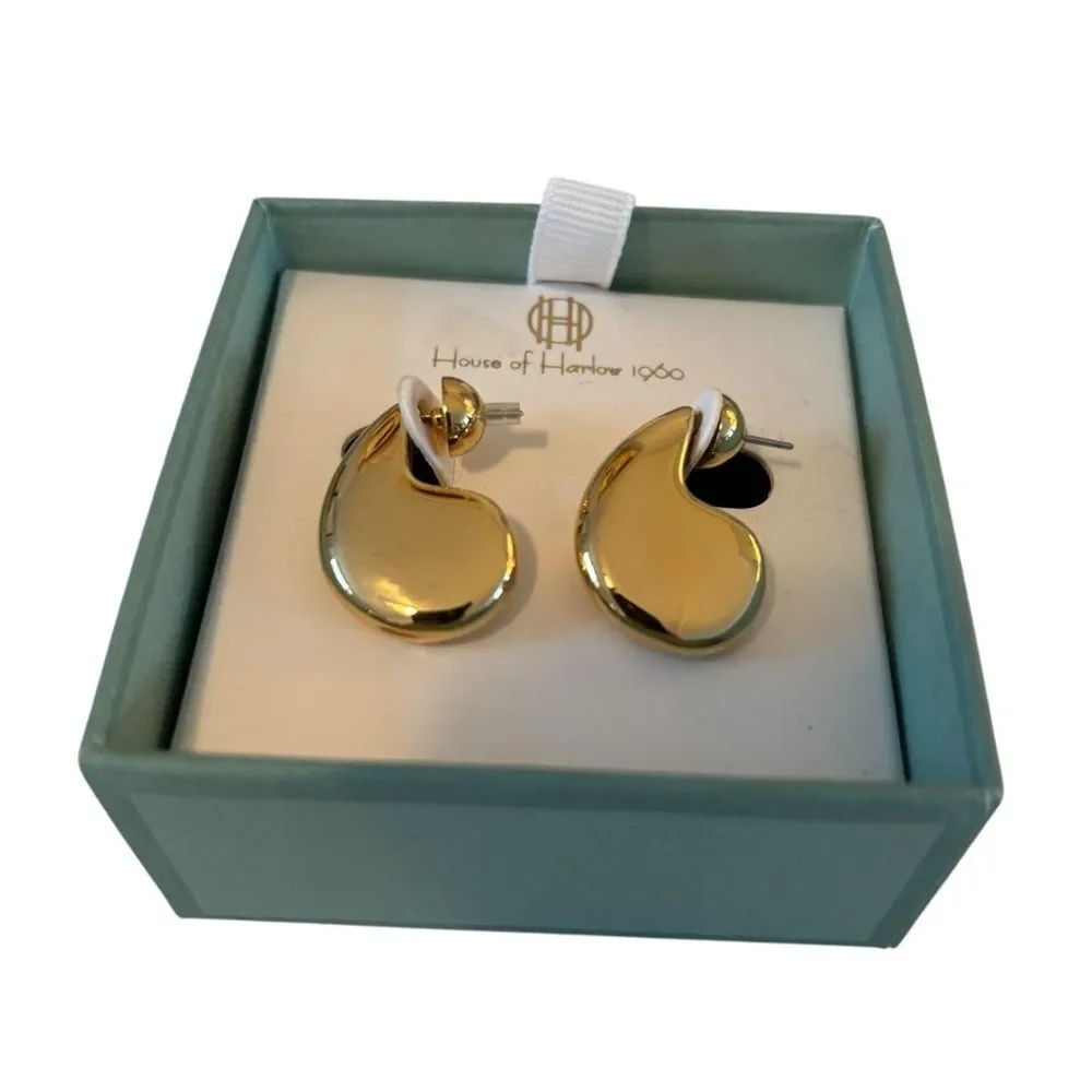 House of Harlow 1960 Stylish & Sophisticated Gold Tone Earrings.